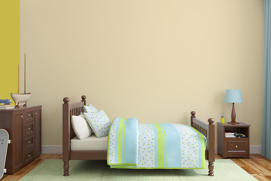 Sypialnia pomalowana farbą lateksową Śnieżka Barwy Natury
